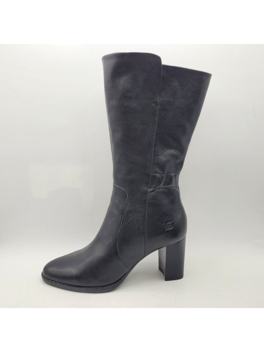 Born Ellen Womens Boots Size 8 Leather Mid Calf Boots Black 3" Block Heel Heel - Picture 2 of 16